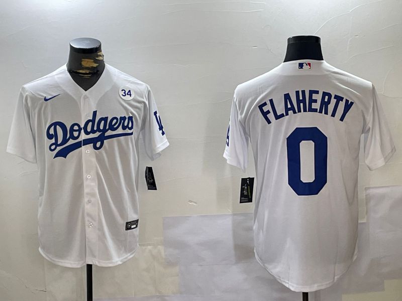 Men Los Angeles Dodgers 0 Flaherty White Game 2024 Nike MLB Jersey style 11202
